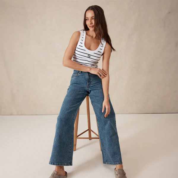 Evie Wide Leg Jean - Fresh Indigo - Image 4